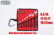 8pc Combination Ring Open End Spanner Set Soft Grip 6-22mm Industrial Quality