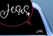 Jesus Name with Heart and Cross, Christian Decal for Truck, Funny, Tumbler, Window, Laptop, Phone, Stickers, Home Decoration.