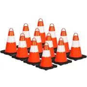 Pyle 12" PVC Cone - 12 Pieces High Visibility Structurally Stable for Traffic
