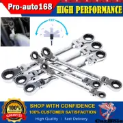 6PCS Metric Flexible Head Ratcheting Wrench Combination Spanner Tool Set 8-19mm