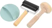 Angoily Artists' Printmaking Kit 1 Set Rolling Stamping Printing Press Chisel Mallet Vinyl Roller Wood Mallet Roller Stamp for Relief Printing and Art