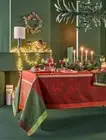 Noel Fruits Rouges French Holiday Tablecloth Square in red and green by Garnier