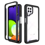 For Samsung Galaxy A22 4G Military Grade Full Body Shockproof Clear Heavy Duty Case Bumper Drop Protection Tough Cover (Black)