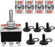 TZAONEN Toggle Switch - Heavy Duty Electrical ON-OFF-ON Waterproof Switch with Silicone Caps (5Pcs)