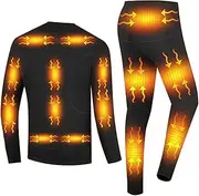 [IMYOGI] Cozy Electric Thermal Underwears, USB Battery Power 3 Level Temperature Heating Baselayer for Man Indoor Outdoor
