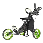 CaddyTek CaddyLite EZ-Fold Pro 3 Wheel Golf Buggy/Push Cart Lime +Removable Seat