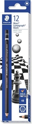 STAEDTLER Mars Lumograph 4B Pencil Black, Box of 12, 100B-4B, High Carbon