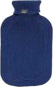 Fashy Hot Water Bottle with Turtleneck Knitted Cover Marine 2 L
