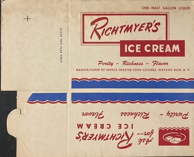 1960's Richtmyer's Ice Cream 1/2 Gallon Container Red-White-Blue Colors "NOS"