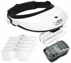 2 LED Head-Mounted Lamp Magnifier Light Jeweler Magnifying Glass Loupe Headband