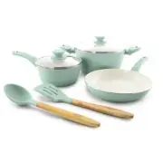Gibson Home Cookware Set 7-Piece Soft/Comfort Grip Handle Nonstick Sky Blue