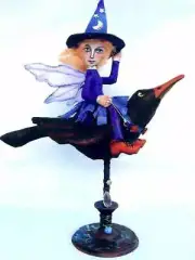 *NEW* Cloth Folk Art Doll (Paper) Pattern "Witch Fairy On Bird" By Susan Barmore