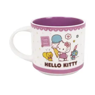 【小禮堂】HELLO KITTY 陶瓷疊疊杯 400ml - 紫冰淇淋款(平輸品) 凱蒂貓