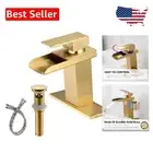 Elegant Single Hole Gold Faucet with Waterfall Spout for Contemporary Bathrooms