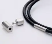 10 Silver Brass Column Bayonet Clasps For 2mm Leather Cord Jewelry Braclet Makin