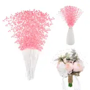 100-Pack String Pearl Stick 9 Inch 4mm for DIY Crafts/Bouquet [Pink]