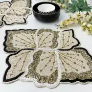 Set of 8, Handmade beaded placemat, Beaded table mat