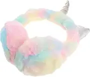[TOGEVAL] Unicorn Plush Earmuff Adjustable Ear Warmers Winter Earmuff Rainbow Cat Ear Muffs Unicorn Ear Muff Outdoor Warm Plush Ear Cover Ear Muffs Ear Muffs Blue