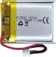 DC 3.7V 900mAh 102530 Rechargeable Lithium Polymer Battery, Suitable for DIY 3.7-5V Electronic Products with Built-in 2-Wire Battery Replacement and LED Lights