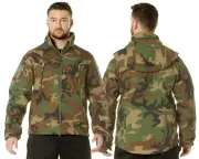 Men's Concealed Carry Water Resistant Soft Shell Tactical Jacket - Woodland Camo