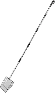 Long Handle Cat Litter Scoop, Extendable Metal Cat Litter Scoop Adjustable to 68" No Need Bend Heavy Duty Stainless Steel Non Stick Chicken Poop Scooper for Multi Cat Households