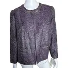 New Womens Alfred Dunner Blazer Jacket Coat Tweed Woven Purple Textured 12P