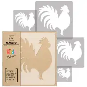 5x reusable PLASTIC Stencils / 13.4" to 3.5" / Nursery KIDS Template / ROOSTER