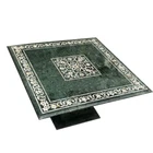 48" green marble coffee Table Top inlay semi precious stones With marble Stand