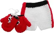 COLLBATH Photoshoot Outfits Boxing Clothes Newborn Photo Prop Set Soft Knitted Suit Versatile for Home Sessions