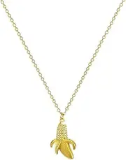[Niaspi] Crystal Banana Pendant Necklaces for Women Girls Gold Plated Fashion Fruit Statement Clavicle Link Chain Adjustable Necklace Charms Cartoon Birthday Holiday Jewelry Gifts, One Size, Metal, No