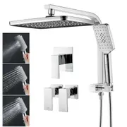 Bathroom 12" Rain Rectangle Shower Head Handheld Gooseneck Arm Set/Mixer/Taps