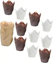 BRIGHTFUFU 200pcs Square Cupcake Liners Tray Paper Muffin Wrappers Cupcake Paper Cups for Baking Birthday Parties Special Occasions