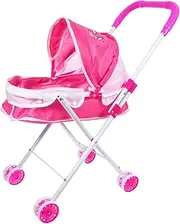 Dollhouse Accessory Sturdy Mini Stroller for Dolls Foldable Toy Trolley for Girls Boys Play