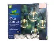 Clear Globe Light Set 50 Count String Lights 30.5 ft G40 Indoor Outdoor Party