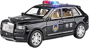 Die-cast 1:24 for Rolls-Royce Cullinan Police Car Model Light Sound Pull Back Simulated Miniature Vehicles Models Exquisite Presents Miniature Vehicle(Black)