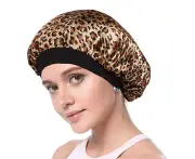 Satin Bonnet Double Layer Sleep cap Printing bonnet Wide Elastic Band