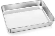 QIXIAOTOUQI Deep Baking Sheet Pan, Rectangle Cookie Baking Sheet Tray,Stainless Steel Baking Tray (31.5x24.8x5 cm), Cookie Sheet Pan for Baking Cooking Roasting Tray for Cake, Brownie, Bake, Kitchen