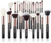 Jessup Brand 25pcs Professional Makeup Brush Set Beauty Cosmetic Foundation Powder Blush Eyeshadow Concealer Natural-Synthetic Hair Brushes set (Black+Rose Gold),T155