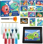 TNOONE Dinosaur Sand Art Kits for Kids,Crafts for Girls Ages 6-8,Boys DIY Crafts Toys,Color Sand Art Pictures,Art Learning Toys Activities,Ideal Gifts for Kids