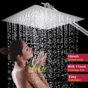 10" Square Stainless Steel Rain Showerhead with 11 Inch Adjustable Extension Arm