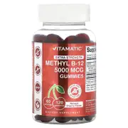 Vitamatic, Methyl B-12 Gummies, Extra Strength, Natural Cherry, 120 Gummies (2,500 mcg per Gummy)