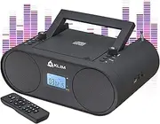 KLIM Boombox B4 CD Player Portable Audio System - New - AM/FM Radio with CD Player MP3 Bluetooth AUX USB - Wired & Wireless Mode Rechargeable Battery - Remote Control Autosleep Digital EQ