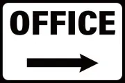 OFFICE SIGN ( RIGHT ARROW ) -- VARIOUS SIZES SIGN & STICKER OPTIONS