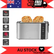 Kogan 4 Slice Long Slot Toaster – Stainless Steel, Wide Slots, Defrost & Reheat