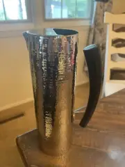 Crate And Barrel Stainless Hammered Savoy Bar Pitcher Modern Bar NWT Silver