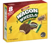 Arnotts Wagon Wheels Original Mini Chocolate Biscuits 8 Snack Packs 190g