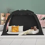 EighteenTek Bed Tent Blackout Lightweight Private Space Tents Indoor Portable Canopy Tents Frame Curtains Breathable Fabric Reducing Light Grey