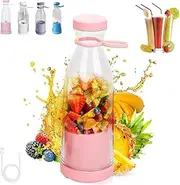Appreciarel Portable Blender, 15oz USB Rechargeable Mini Blender with Stainless Steel Blades, Travel Cup for Smoothies Shakes Juicing, Cordless Personal Blender (Pink)