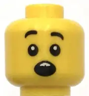 Lego New Yellow Minifigure Head Dual Sided Child Black Eyebrows Open Mouth Smile