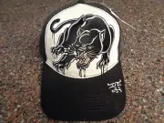 Ed Hardy Panther Trucker Hat Black & White Mesh Snapback Adjust Embroidered NWT